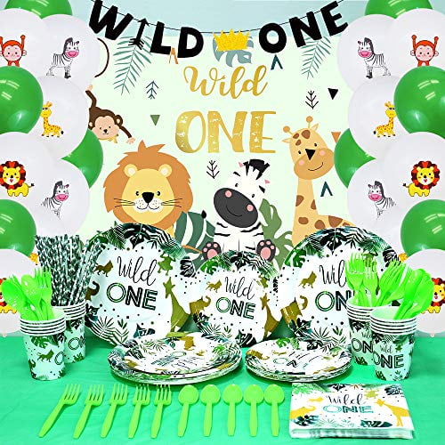 Wild One Balloons Banner Birthday Decorations Party Supplies for 1st birthday Boy Girl Safari Jungle Theme Party Supply Motion Life