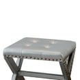 thumbnail image 5 of 20" Chic Silver Polyester Vanity Stool with Nailhead Trim, Set of 2, 5 of 7
