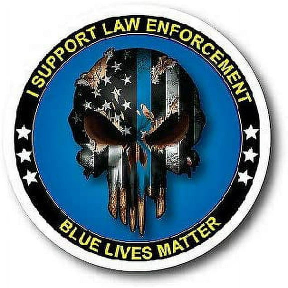 Pack of 3 Blue Lives Matter Skull 4” Car or Truck Decal Sticker American Flag Police Cops Laptop