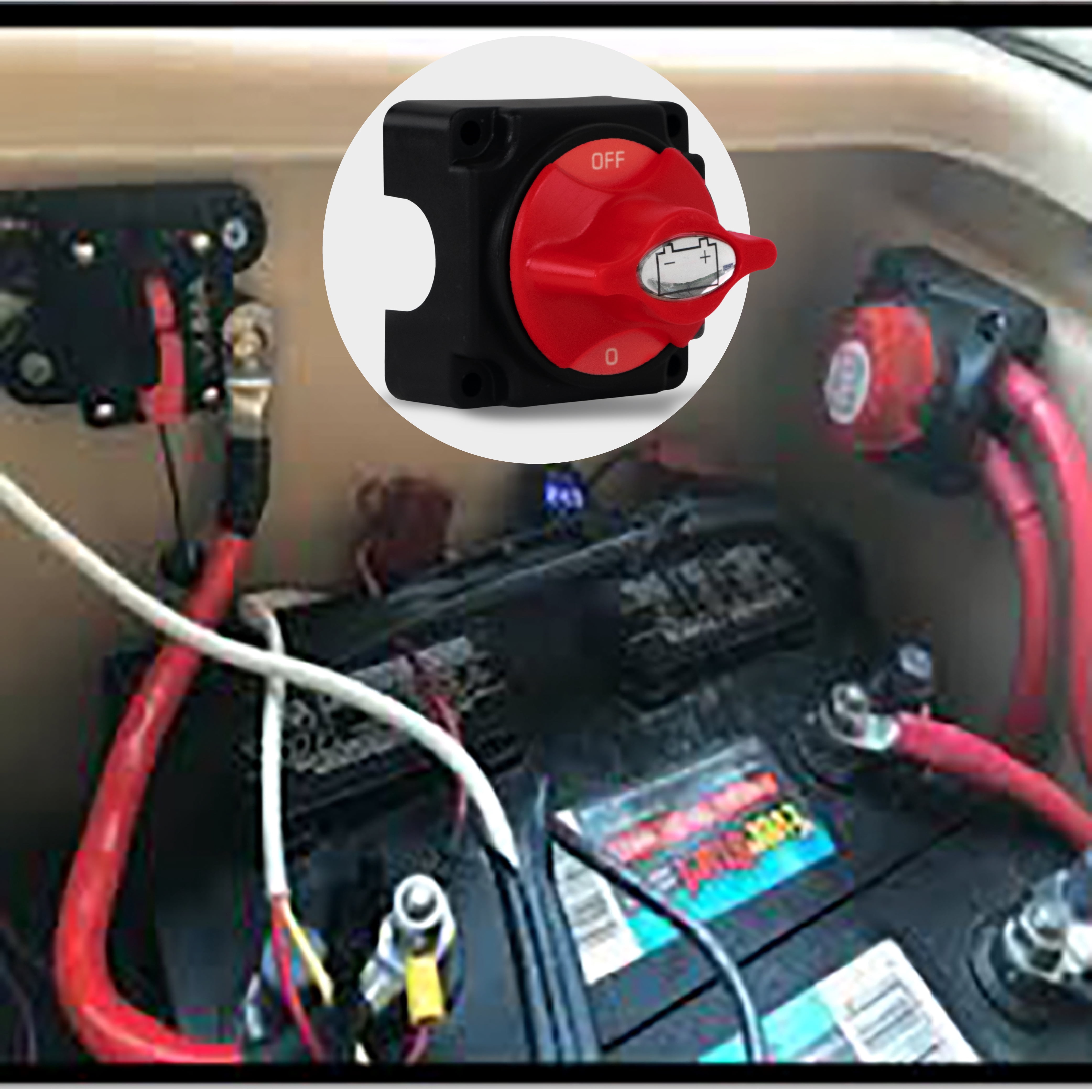 Five Oceans FO3510 Battery Disconnect Switch, Marine Battery Switch On-Off with Knob, 250 Amp Continuous 350 Amp Intermittent, 12-24 Volts