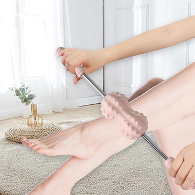 BELOVING Massage Roller Compact Practical Ergonomic Multifunctional for Foot Legs Arm Double Ball Pink