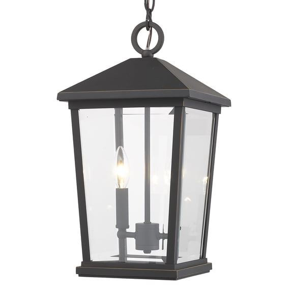 Z-Lite Beacon 2 Light 18" Clear Glass Aluminum Outdoor Pendant in Bronze