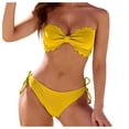 thumbnail image 1 of FhsagQ Womens Swimsuit Sets Women's Ruffled Edge Bandeau Bikini Set With Removable Straps Two Piece Swimsuit for Beach and Pool Swimsuit Sets for Women Bikini Womens Swimsuit Sets Robe Yellow XS, 1 of 6