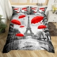 thumbnail image 2 of Erosebridal France Eiffel Tower Duvet Cover Toddler,Red Umbrella Bedding Sets Toddler Size,Paris Decor,Breathable,2Pcs(No Comforter), 2 of 7