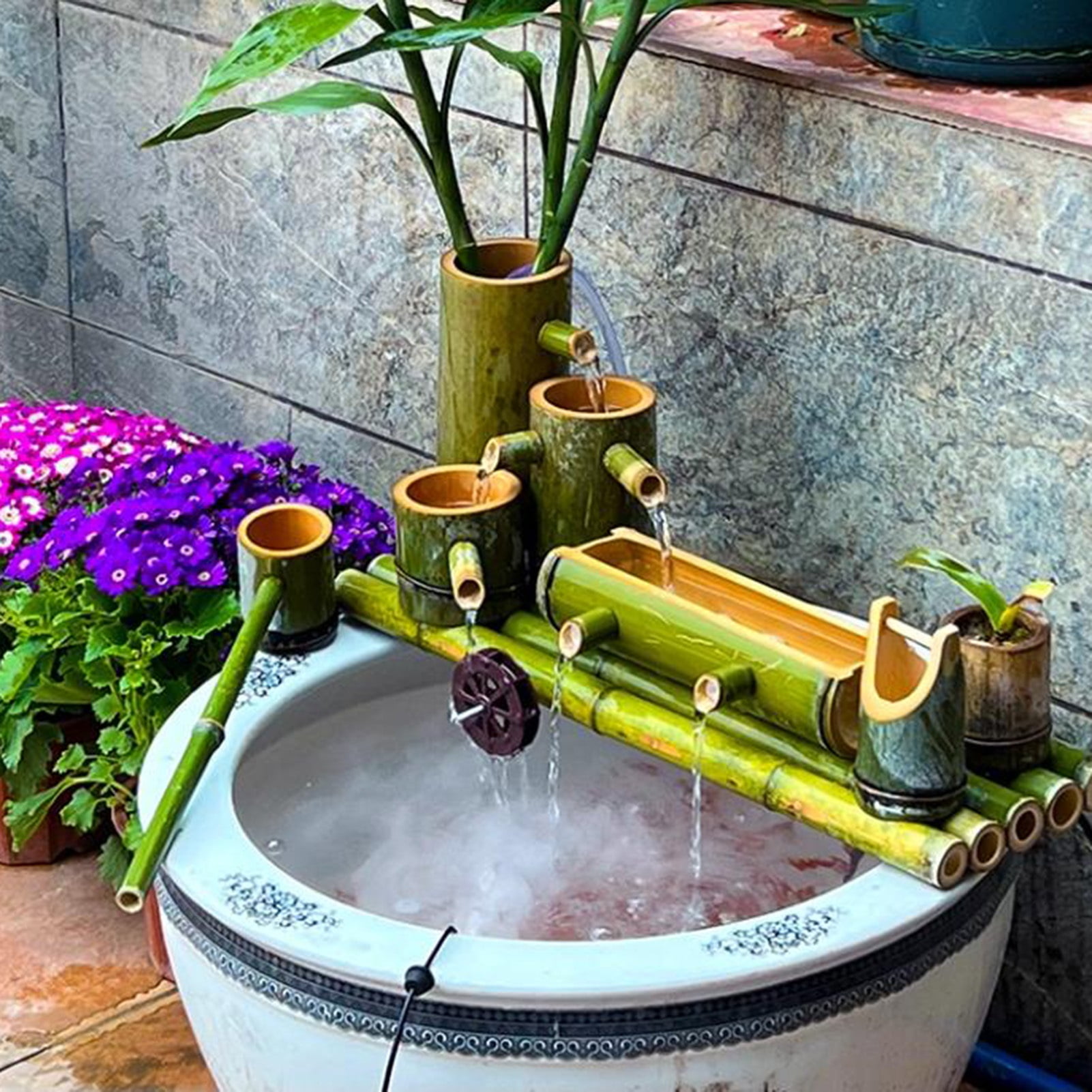 Zen Garden Fountain, Japanese Garden Decoration Fountain, Outdoor Scene Water Feature Waterscape With Pump and Hose For Garden Pond Patio Balcony