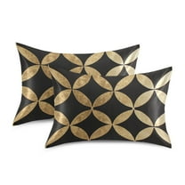 Yayeee Pillowcase Standard Size Set of 2 Satin Wrinkle Resistant Pillow Case, Black Geometric