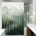 thumbnail image 5 of Accnicc Green Misty Forest Shower Curtain Set Ombre Sage Green White Waterproof Fabric Nature Tree Mountain Woodland Decorative Bathroom Bath Curtain Decor (72'' × 72'', Green), 5 of 8