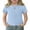 Light Blue, variant on Girls Lettuce Trim Short Sleeve Shirts Summer Ribbed Knit Crewneck Casual T Shirt Tops Tee Blouse