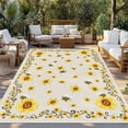 thumbnail image 2 of Sunflower Bees Outdoor Rug for Patio/Deck/Porch, Non-Slip Large Area Rug 6 x 9 Ft, Spring Summer Farmhouse Floral Beige Burlap Indoor Outdoor Rugs Washable Area Rugs, Camping Rug Carpet Runner, 2 of 8