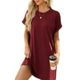 thumbnail image 6 of Womens T Shirt Dresses Short Sleeve Loose Tunic Tops with Pocket Casual Swing Basic Dress Dressy Fashion Womens Clothes Vacation Holiday Summer Sundress Solid Color Pink Plus Size 3XL, 6 of 6