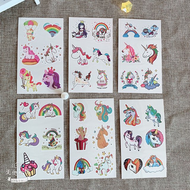 10 Sheet Cartoon Temporary Stickers Waterproof Party Children's Set