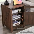 thumbnail image 5 of T4TREAM 17.8" W Farmhouse Wooden Nightstand End Table with Charging Station and Storage, Brown, 5 of 7
