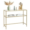thumbnail image 2 of Ktaxon 2-Tier Glass Console Sofa Table, Modern Entryway Living Room Table with Tempered Glass Shelf Accent Table for Home Decor, Gold, 2 of 12