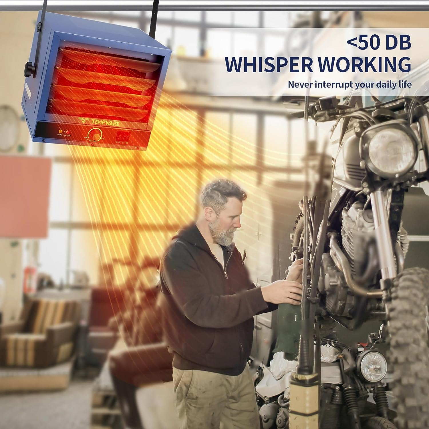 TEMPWARE Electric Garage Heater, 5000-Watt Ceiling Mount Shop Heater with 3  Heat Levels, 240-Volt Hardwired Fan-Forced Industrial Ideal for Workshop  Blue - Walmart.com