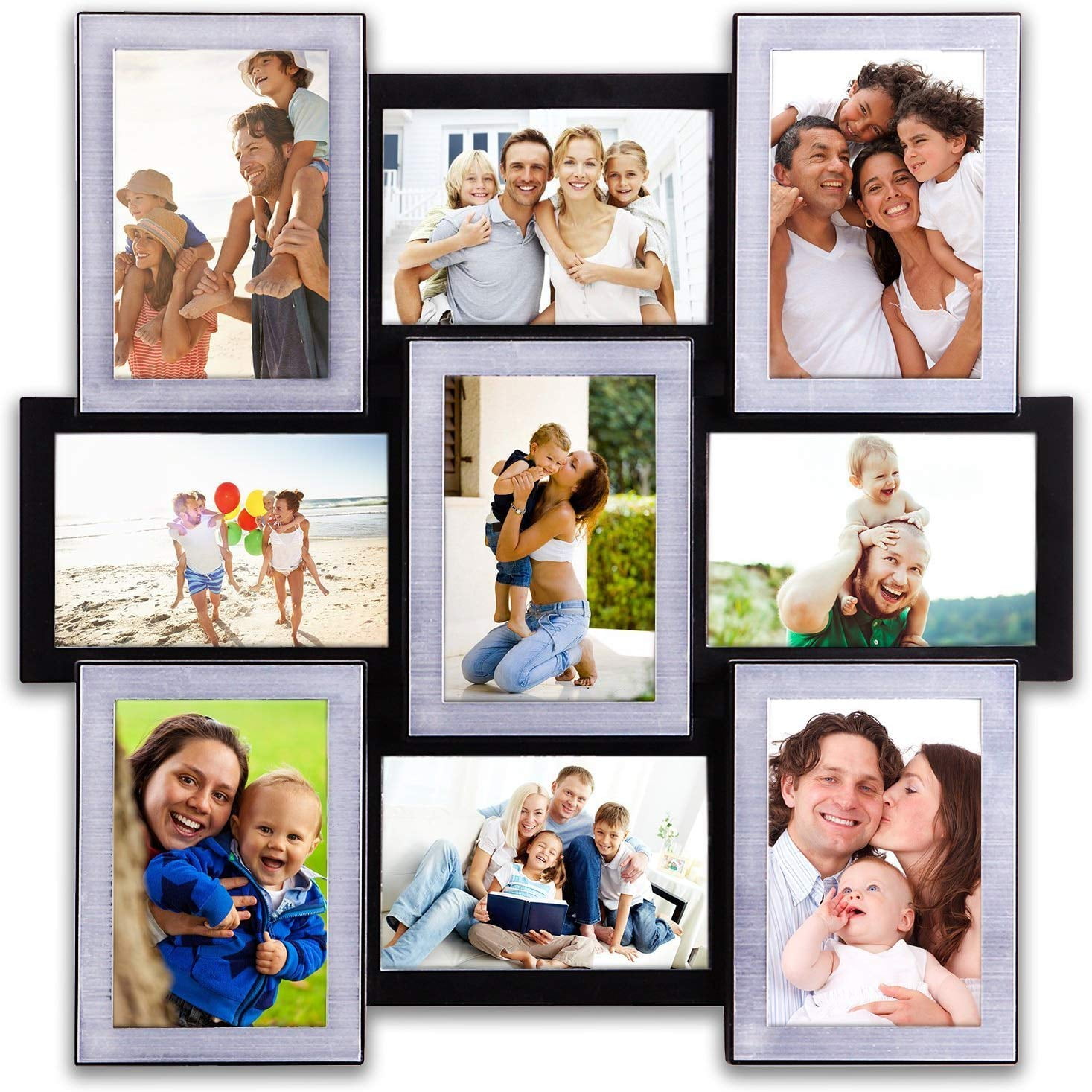 Photo Frame Picture Frame 9 Opening 18" x 18" Wall Hanging Photo Frame 6" x 4" Photo Sockets x 9