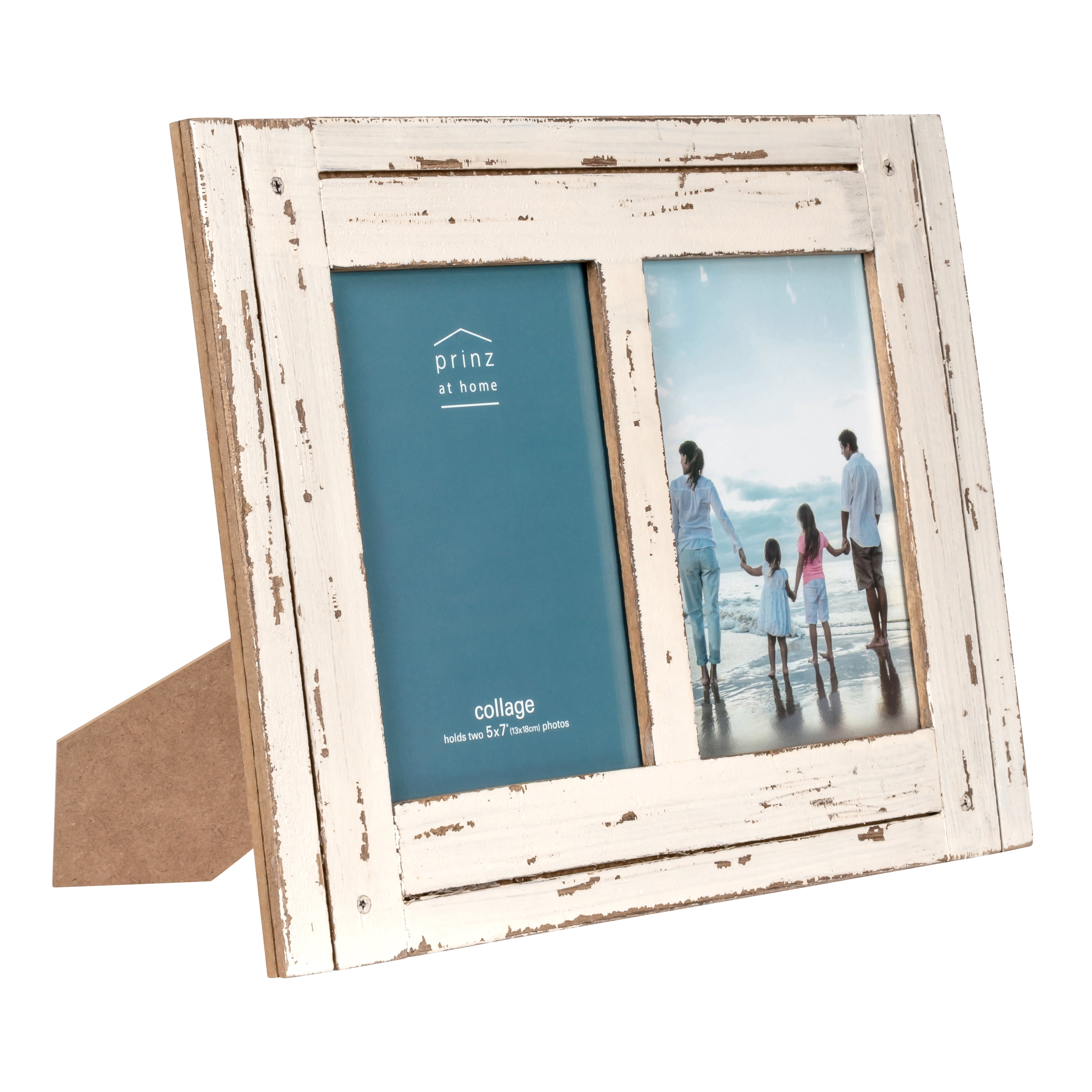 Prinz Homestead 5" x 7" Collage Picture Frame for Two Photos, Distressed White