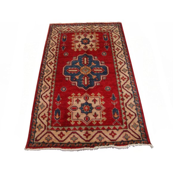 Super Kazak Caucasion Geometric Veg Dyed Mahal Rectangle Rug Hand Knotted Carpet (5.0 x 2.11)'