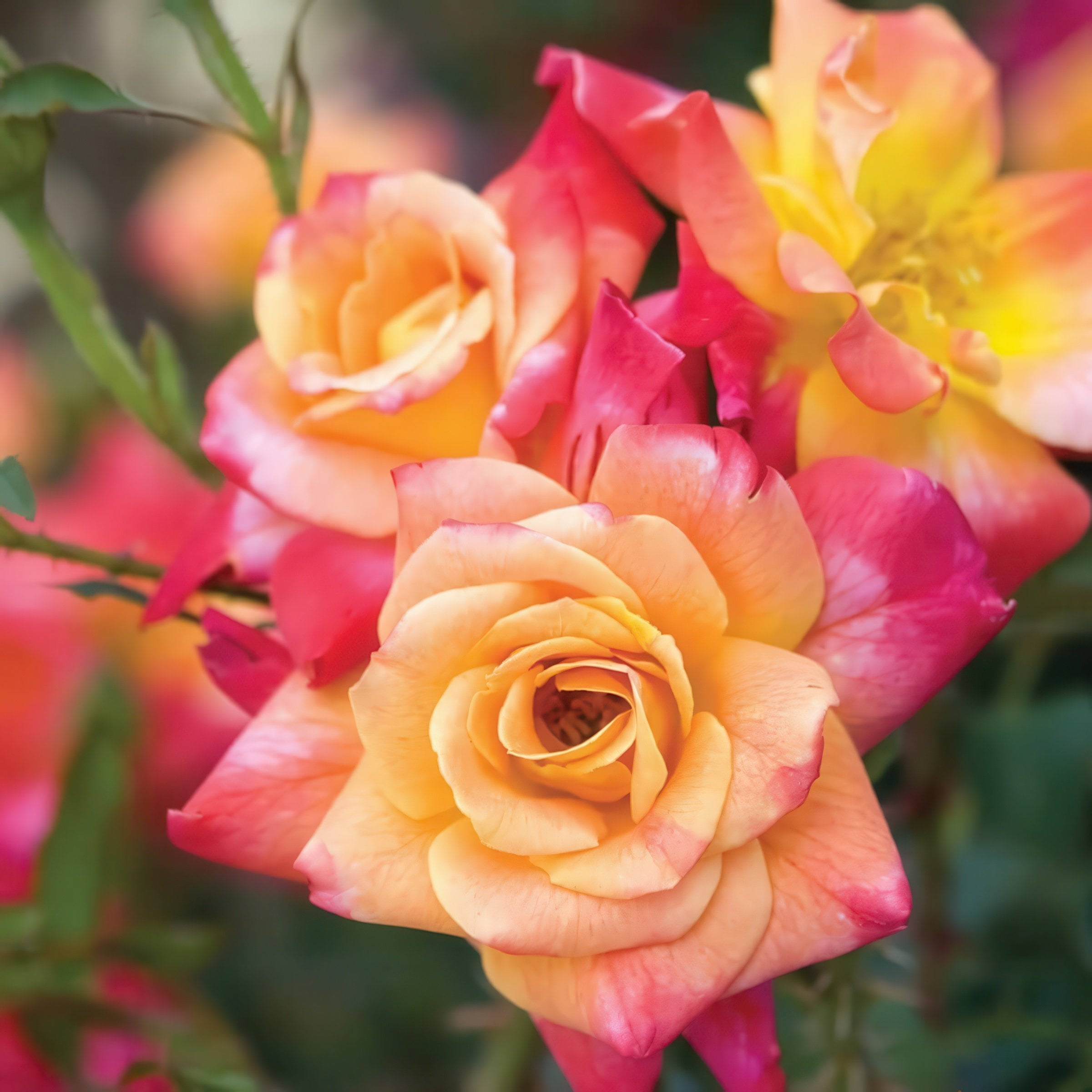 Bare Root Joseph's Coat Rose with Multicolor Flowers (2-Pack)