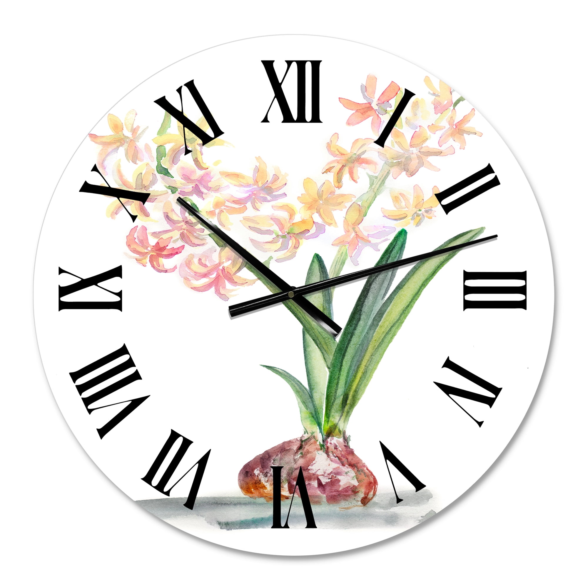 Designart 'Blossoming Hyacinth In Spring' Traditional Wall Clock