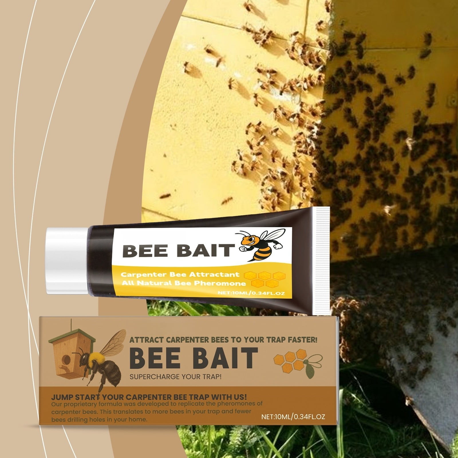 10ml Carpenter Bee Attractant Paste for Outdoor Traps, 10ml Natural Bee Pheromone Lure for Beekeeping and Garden Use, Effective Bait for Wood Bee and Wasp Control