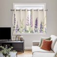 thumbnail image 5 of Purple Lavender Kitchen Curtains Short 54 Inch Length, Botanical Blossom Motif Leaves Spring Grommet Top Bedroom Living Room Curtains, Light Filtering Cafe Curtain Drapes 2 Panels Set 84''x54'', 5 of 9