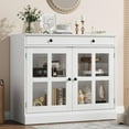 thumbnail image 1 of 35.4" Sideboard Buffet Cabinets with Storage, Buffet Cabinet with Glass Door, Sideboard Cabinet with Drawer, Modern Buffets & Sideboards for Dining Room, Kitchen, White/Oak, 1 of 9