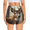 thumbnail image 2 of Lsque American Wildlife Deer Forest Printed Women's Running Shorts with Liner Pockets,Elastic Quick Dry Workout Athletic Gym Yoga Shorts,Womens High Waist Shorts-Small, 2 of 9