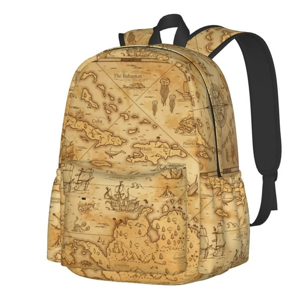 Disketp Old Vintage Map Of Sea Mochila Escolar de Gran Capacidad y Peso Ligero, Mochila de Viaje Ideal para Escuela, Trabajo y Uso Diario, Cómoda y con Estilo