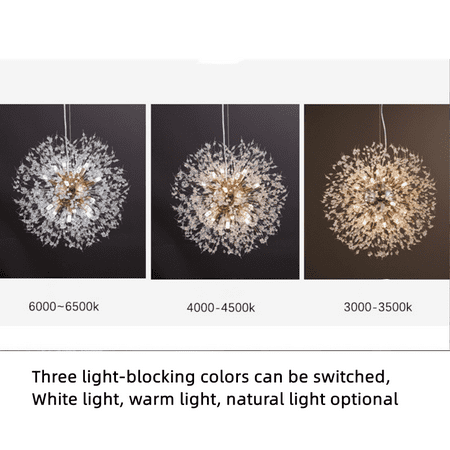 

Toyella Dandelion Crystal Chandelier Restaurant Bedroom Clothing Shop Lighting Threecolor dimming Gold9heads500mm