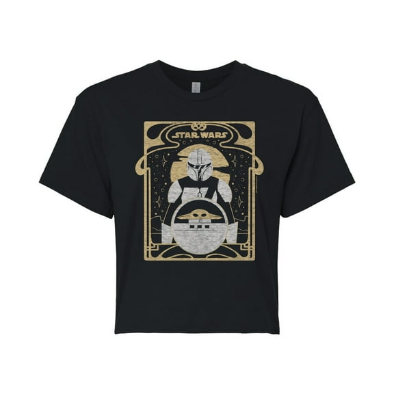 Star Wars - The Mandalorian Mando Celestial  - Juniors Cropped Short Sleeve Graphic T-Shirt