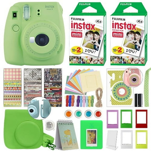 Fujifilm Instax Mini 9 Instant Film Camera Lime Green   40 Film Deluxe Bundle