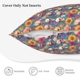 thumbnail image 5 of Fotbe Skull sunflower daisy Pattern Velvet Decorative Throw Pillow Covers with Elegant Piping, Soft Plush Cushion Cover for Sofa, Bed, Car, Office-18"x18", 5 of 8