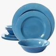 thumbnail image 3 of Studio California Mauna 12 Piece Melamine Dinnerware Set in Blue Crackle Look Decal, 3 of 3