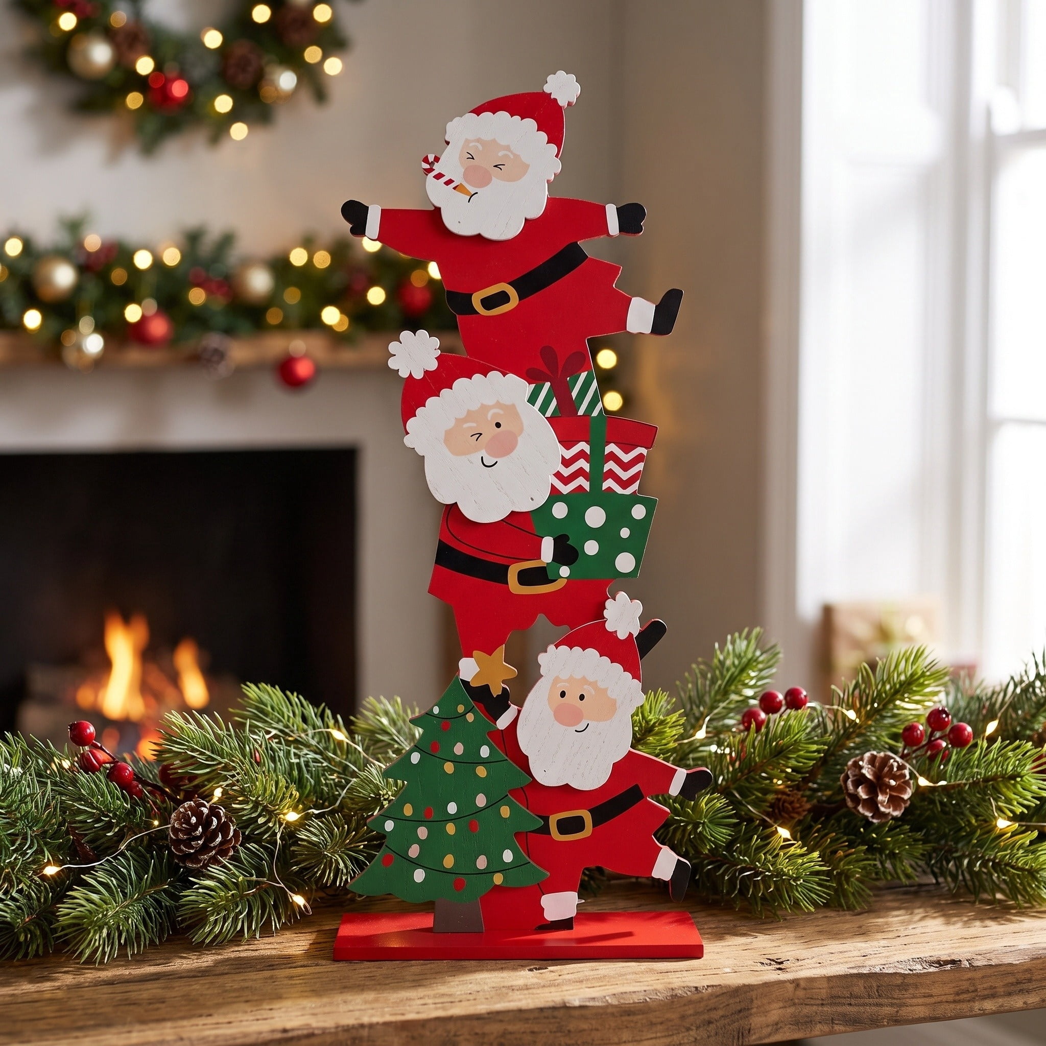 Santa Stack Christmas Porch Greeter, Multicolor, 22", by Holiday Time
