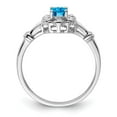 thumbnail image 2 of Sterling Silver Rhodium-plated Light Swiss Blue Topaz & Diamond Ring, 2 of 6