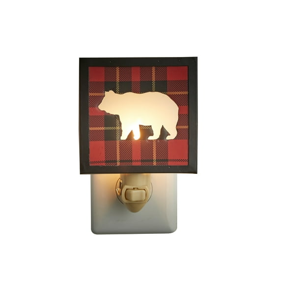 Park Designs Sportsman Plaid Bear Night Light