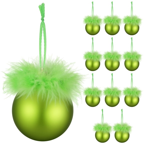 Christmas Tree Ornaments for Christmas Balls Decorations 12 pcs Plush plastic ball Xmas Christmas Tree Shatterproof Ornaments Set for Holiday Wedding Party Decoration (6cm, Green)
