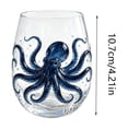 thumbnail image 4 of Artisanal Octopus Glassware, 2D Octopuses Stemless Wine Glasses, Handcrafted Marine Animal Bar Glass for Coastal Home Decor Ocean Lovers, 4 of 7