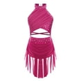 thumbnail image 6 of Sinleey Girls Shiny Lyrical Ballet Dress Backless Jazz Latin Cha-Cha Rumba Samba Dance Costume Hot Pink 12, 6 of 9