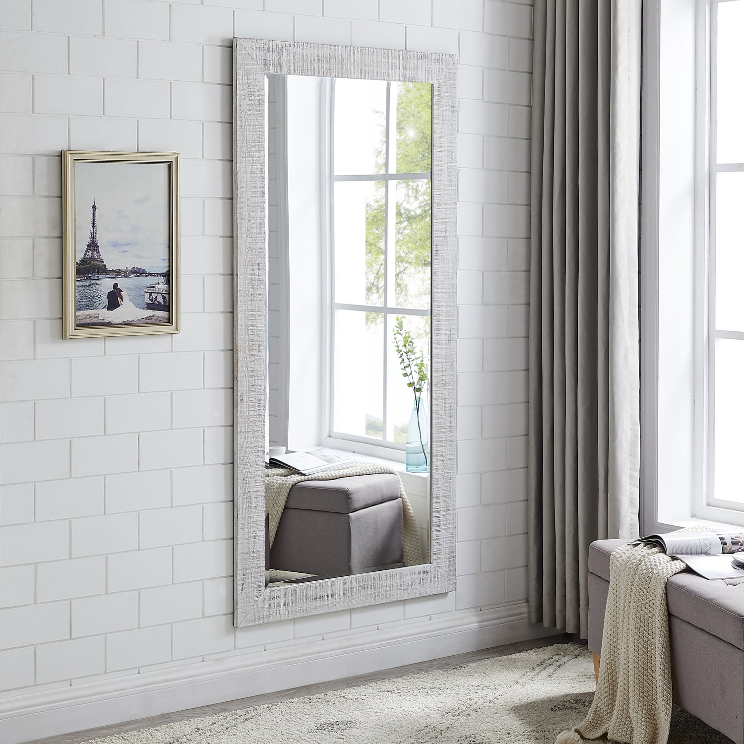 Erin Rustic Full Length Mirror for Home, 66"L X 32"W Hanging or Leaning