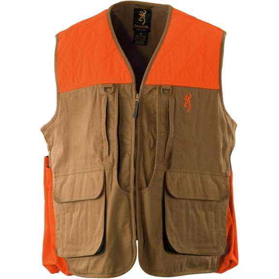 Browning Men's Upland Shooting Vest Blaze Orange Tan Extra Large, XL