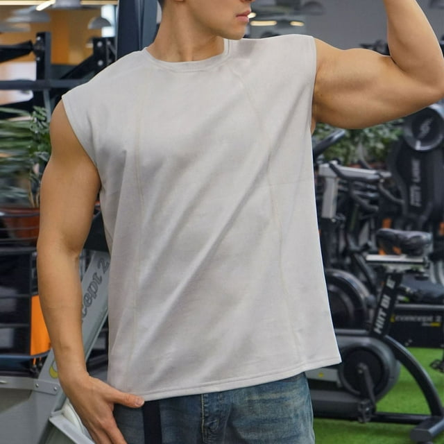 pstuiky Camiseta sin mangas para hombre, Camiseta de tirantes para hombre, color liso, para deportes al aire libre, fitness, tiras finas, transpirable. Camisas de hombre xxl