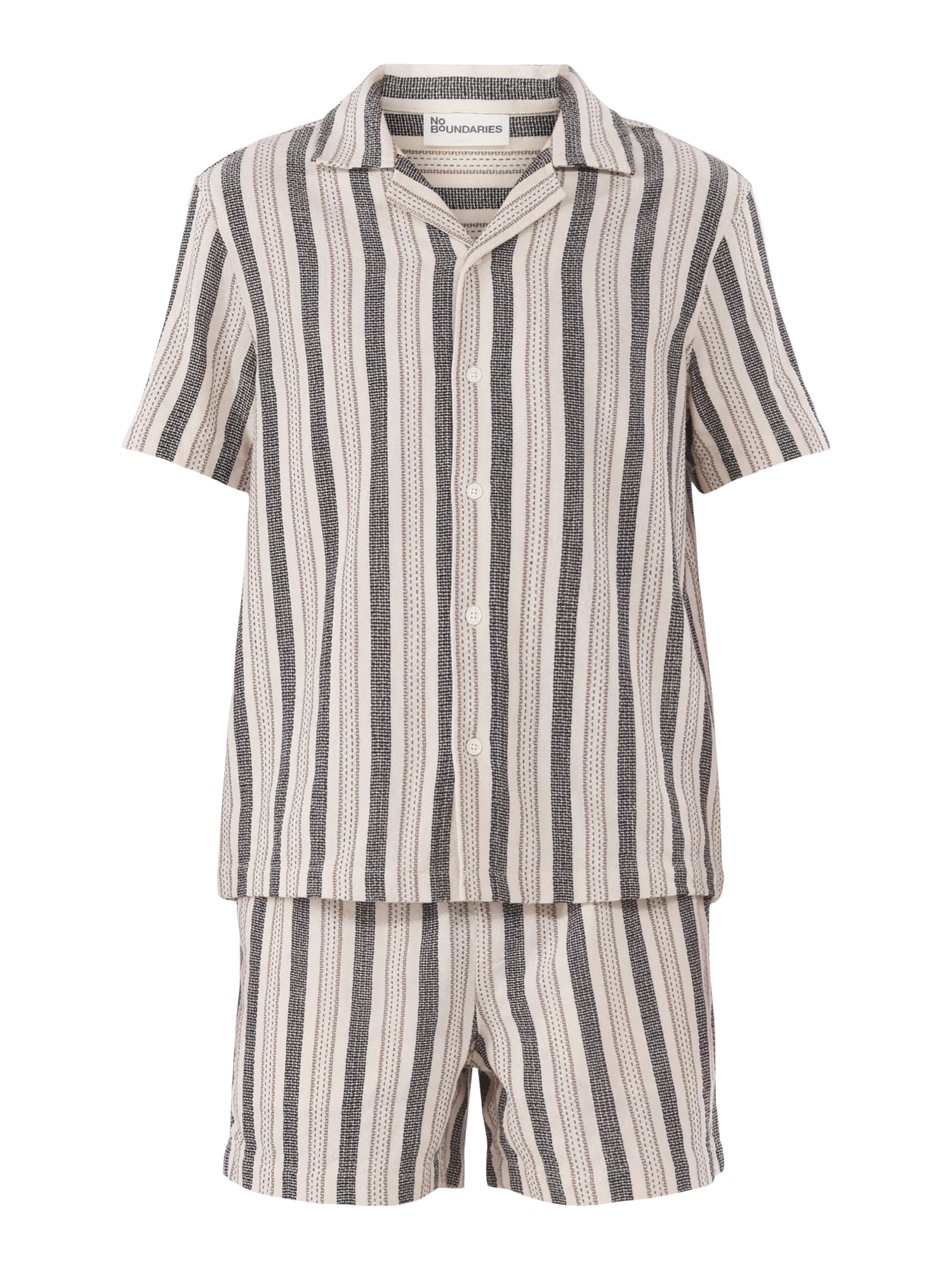 No Boundaries Textured Fabric Shirt with Short Sleeves, Men's & Big Men's