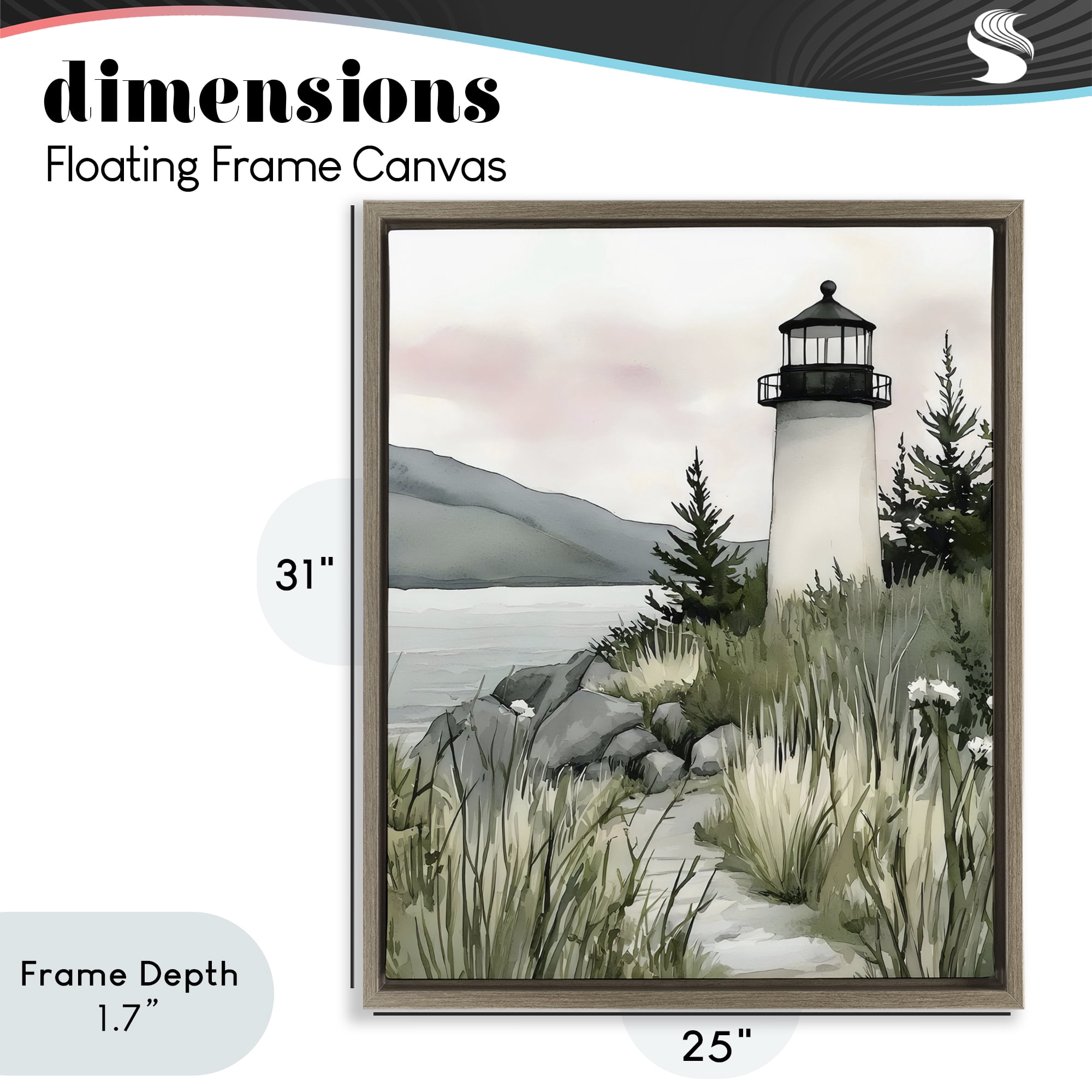 Stupell Industries Coastal Calm Lighthouse Brown Framed Floater Canvas Wall Art, design by Riley B