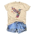 thumbnail image 1 of Fgnfyis T-Shirts pour Femmes T-Shirt Décontracté Imprimé à Col Rond à Manches Courtes Haut T-Shirt pour Femmes Hauts Beige TTG, 1 of 2