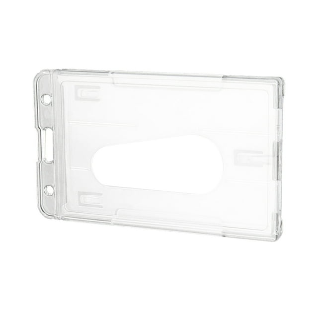 Vertical ID Badge Holder with Thumb Slot Transparent Hard Plastic Multi Cards Case Organizer