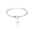 thumbnail image 1 of 7 inch Oval Eye Hook Bangle Bracelet w/ Cross medal charm w/ November Yellow Swarovski Crystal, 1 of 3