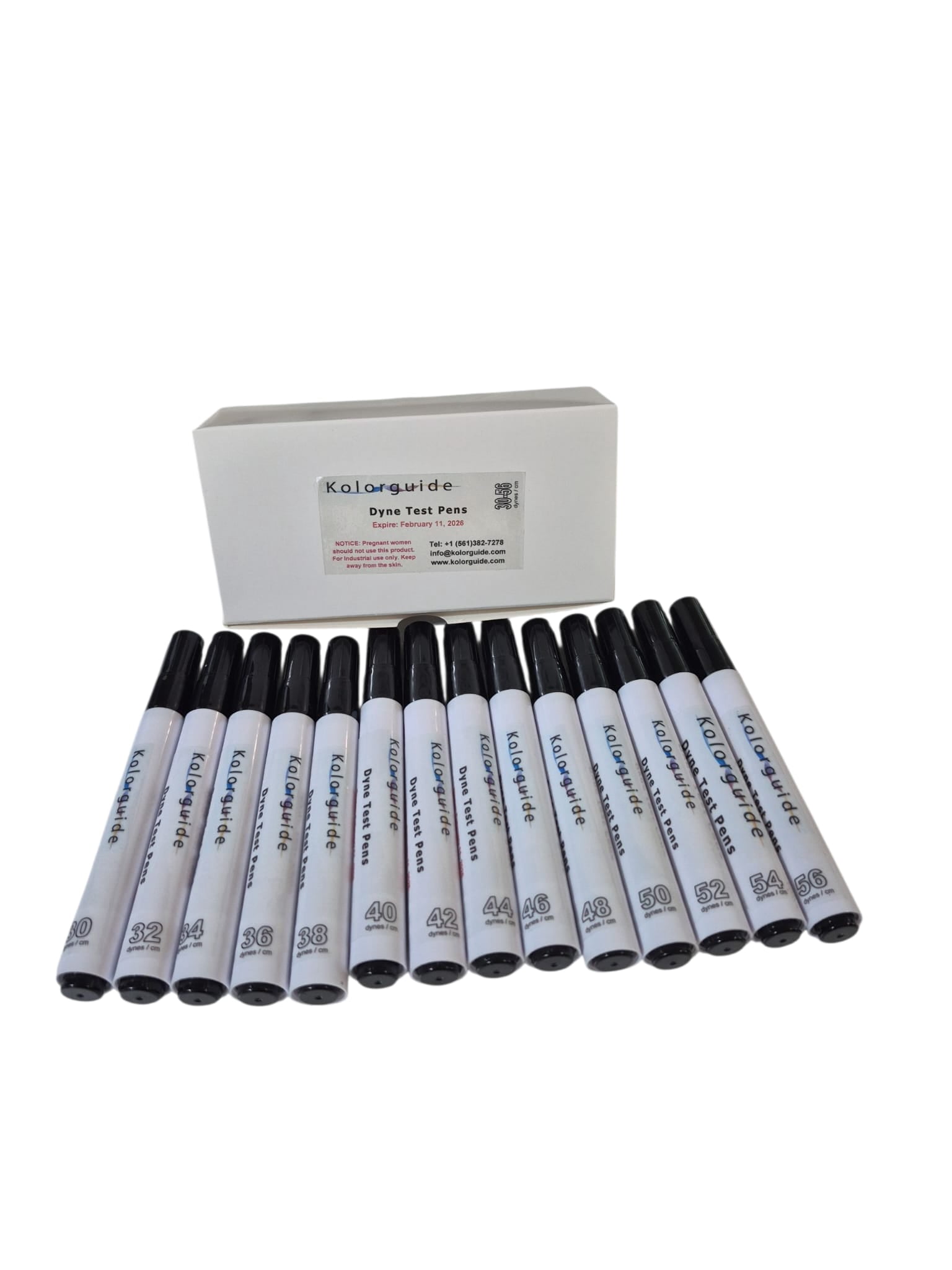 Dyne Test Pens Kit for Poly Films – 14 Units (30–56 Dyne/cm) By Kolorguide