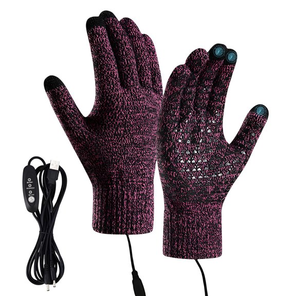 TELOLY 2Pcs Winter Gloves,Usb Interface with Double-Sided Heating Winter Work Gloves for Men,Palm with Anti-Slip Textured Particles Mens Gloves for Cold Weather Work Gloves Men