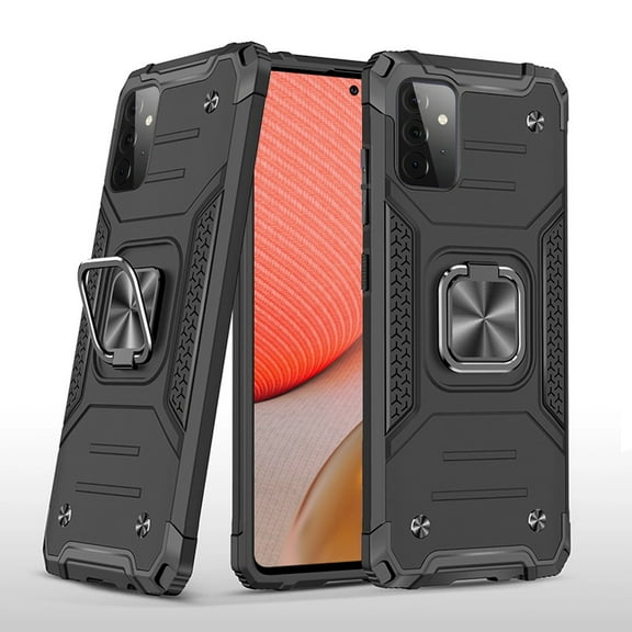 Case for Samsung Galaxy A72 5G Armor Hybrid with Ring Holder Kickstand Shock Heavy-Duty Durable Rugged Dual Layer Phone Cover for Galaxy A72 5G by Xpm - Black